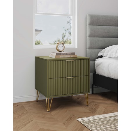 Manhattan Comfort DUMBO 2.0 Nightstand in Olive Green NS002-OG